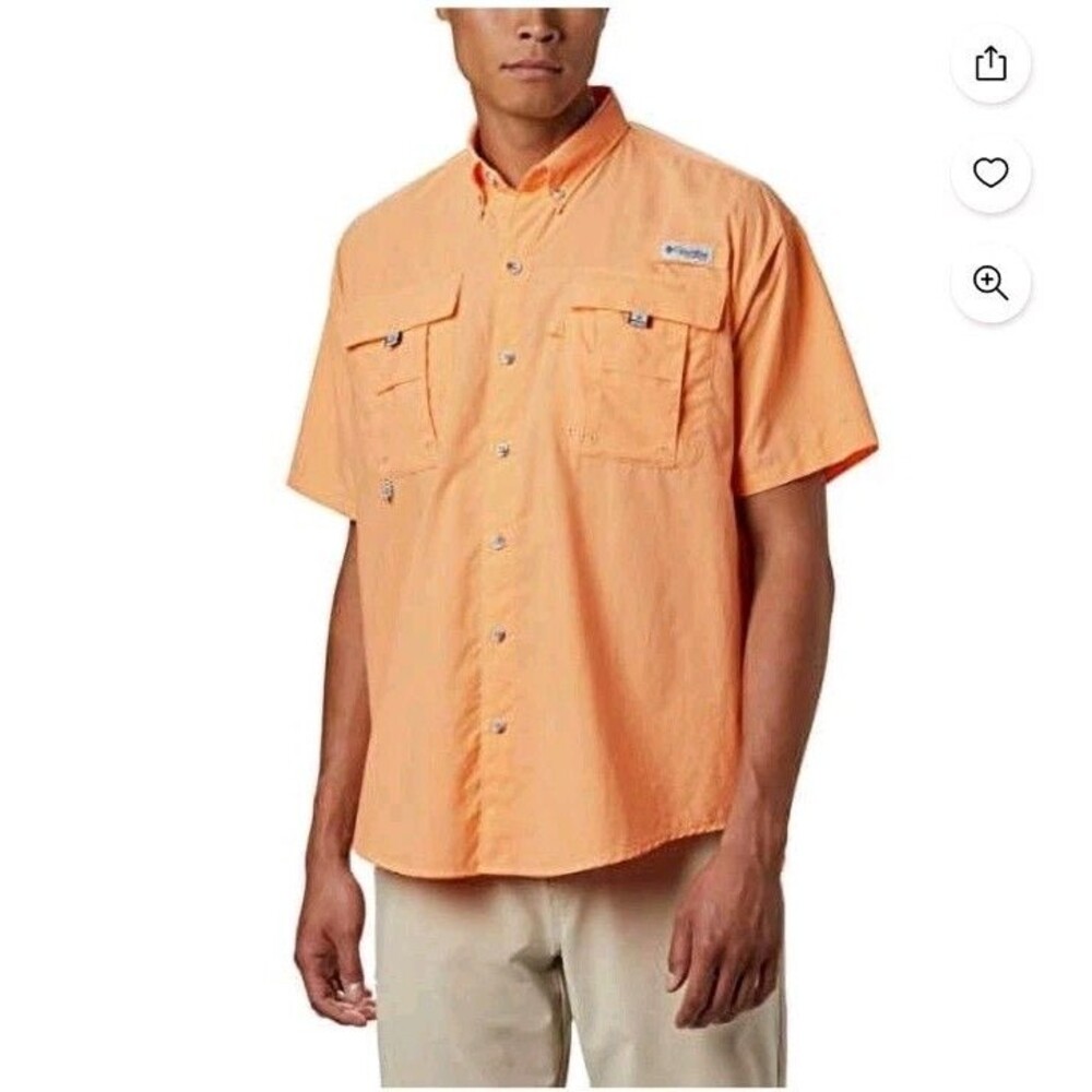 Columbia Men’s Short-Sleeve Button-Down Shirt in Peach